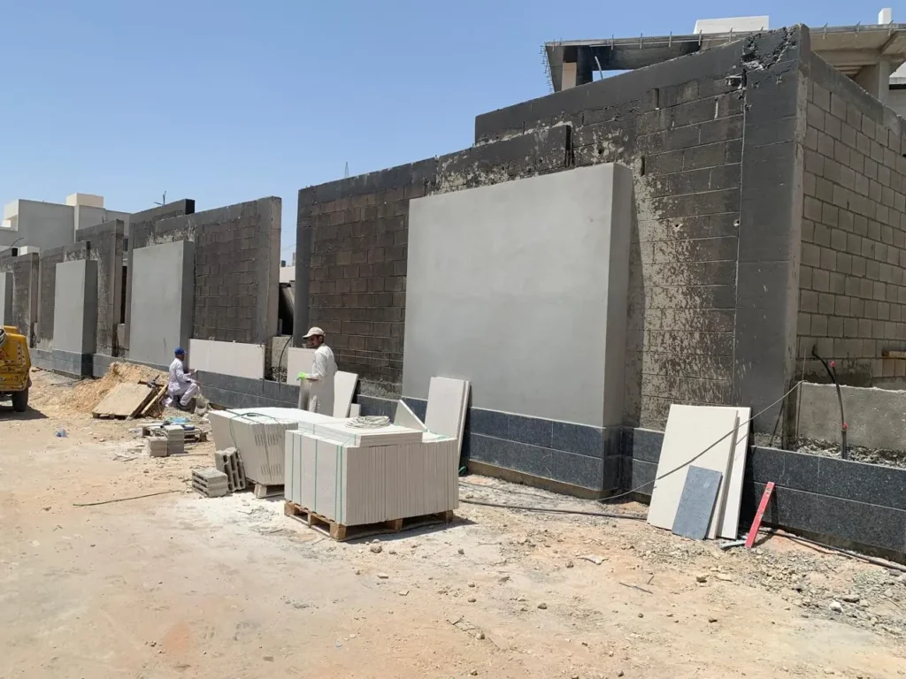 مراحل تركيب حجر الرياض للجدران الخارجية